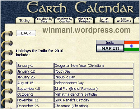 மிகவும் பயனுள்ள பூமியின் காலண்டர் விநோத இணையதளம் Calendar3