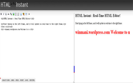இணையதள வடிவமைப்புக்கு உதவும் இலவச ஆன்லைன் HTML எடிட்டர். Instanthtml1